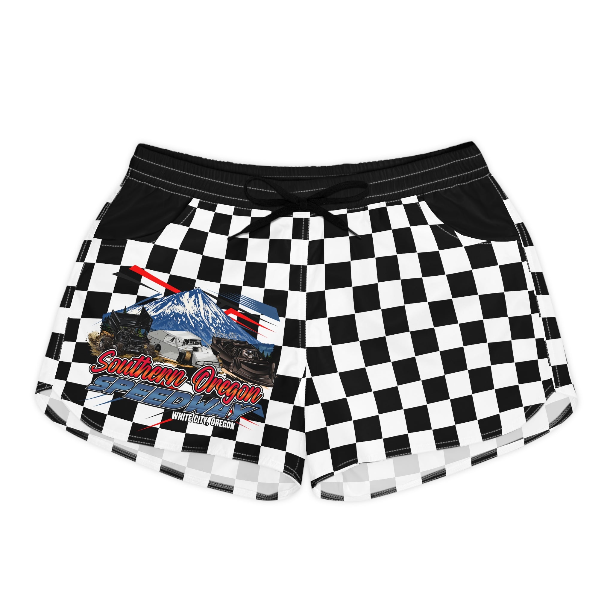 Checkered Southern Oregon Speedway Graphic Women's Casual Shorts — White City OR