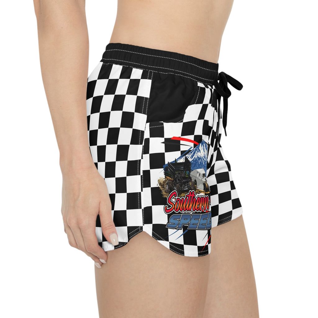 Checkered Southern Oregon Speedway Graphic Women's Casual Shorts — White City OR