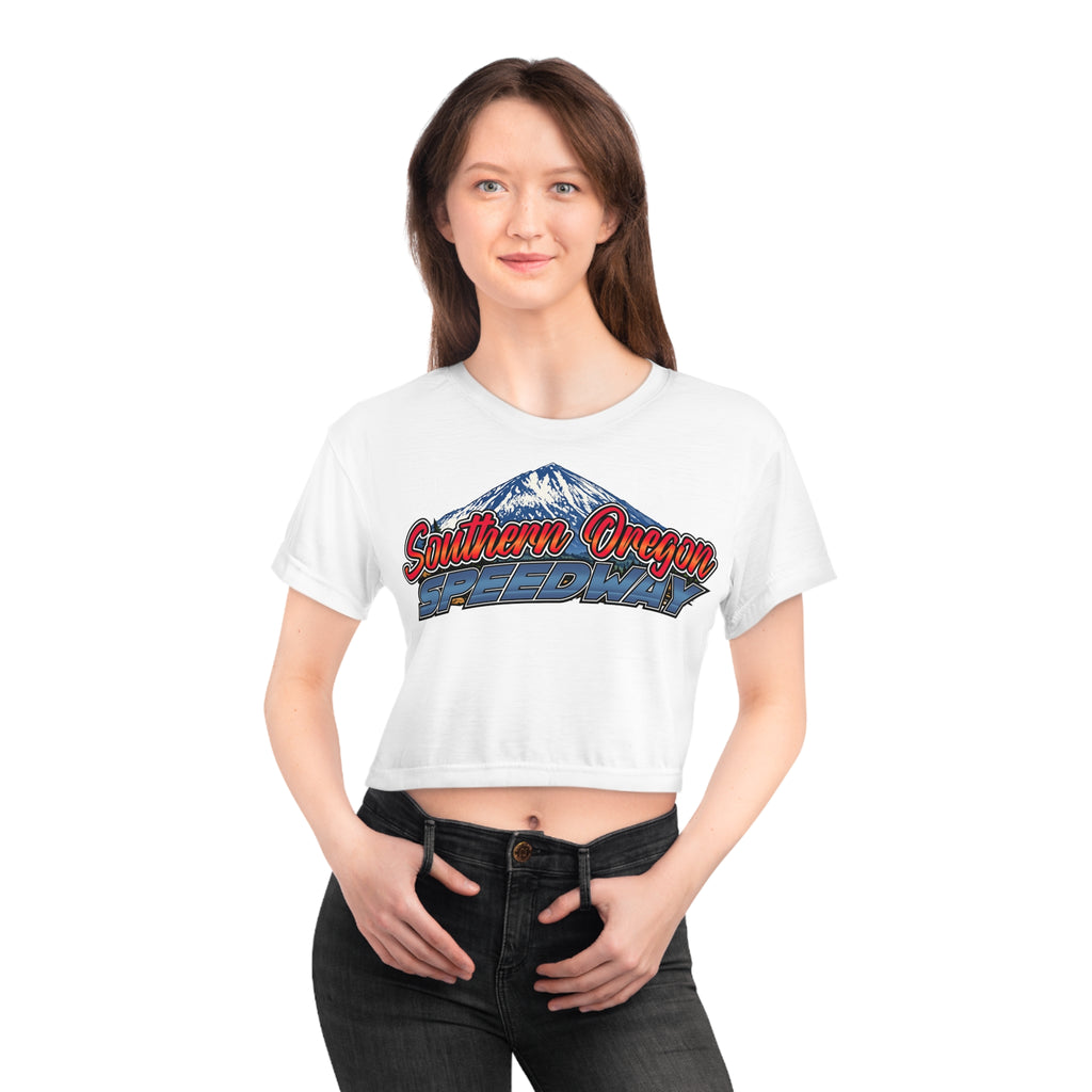 Southern Oregon Speedway Crop Tee — Mountain Racing Retro Logo
