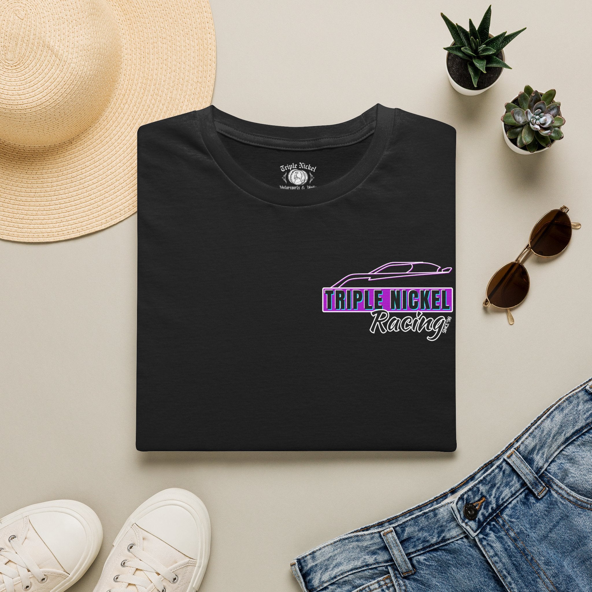 Racin' since '98 - Retro Dirt Track Racing - Triple Nickel Racing Logo Tee