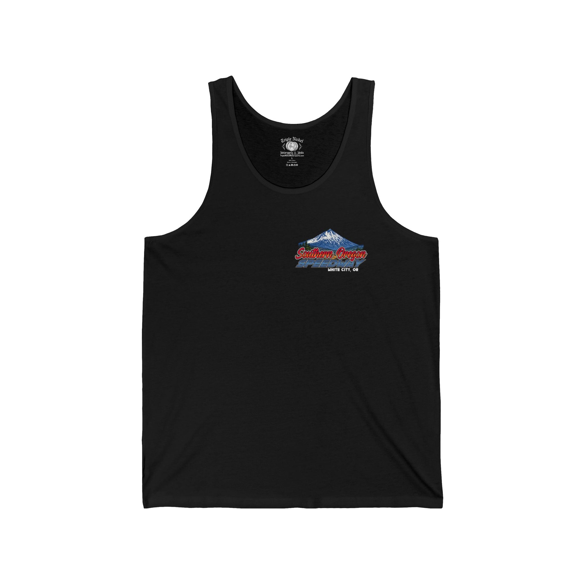 Southern Oregon Speedway Mountain Ridge Tank Top — Retro Sunset USA Adventure Graphic