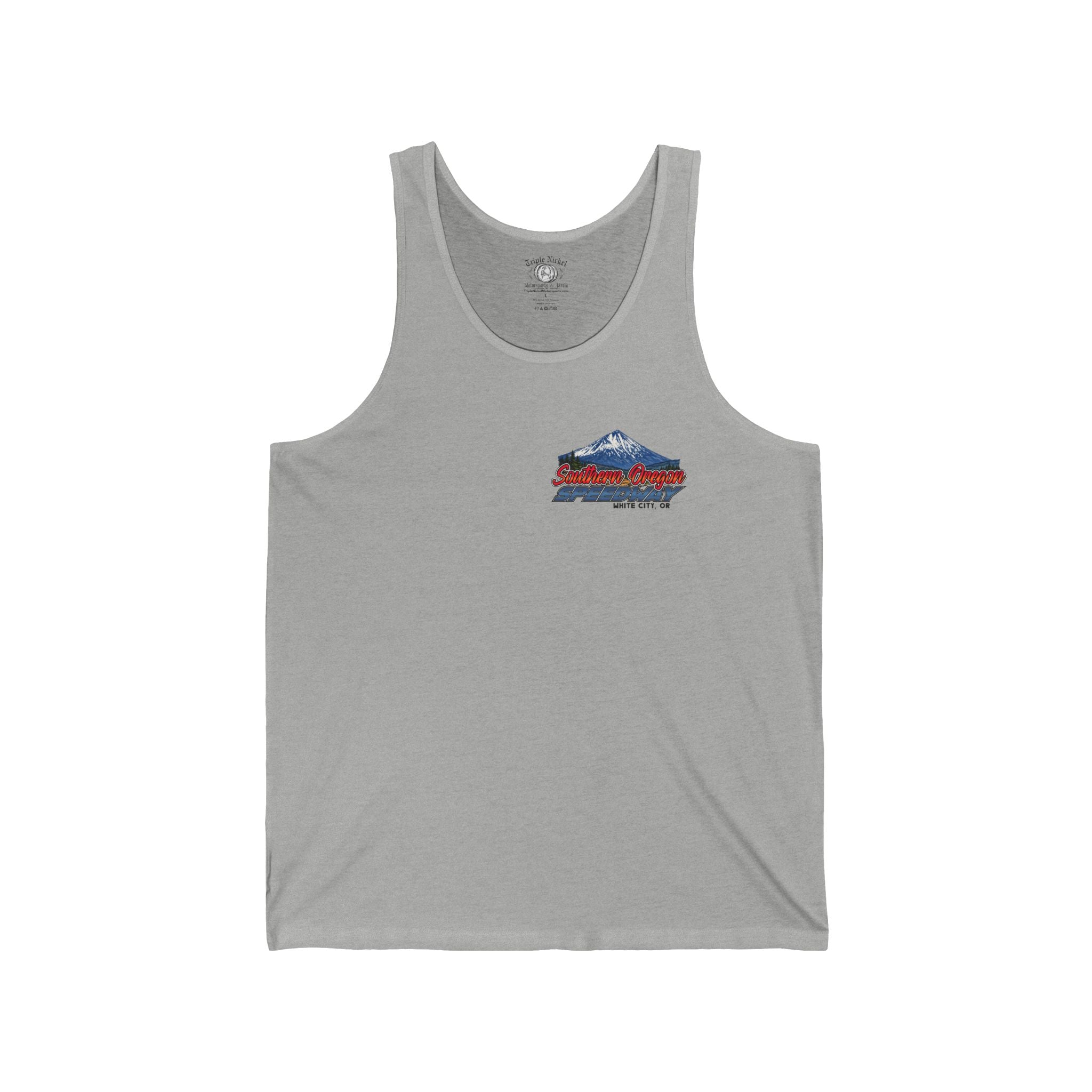 Southern Oregon Speedway Mountain Ridge Tank Top — Retro Sunset USA Adventure Graphic