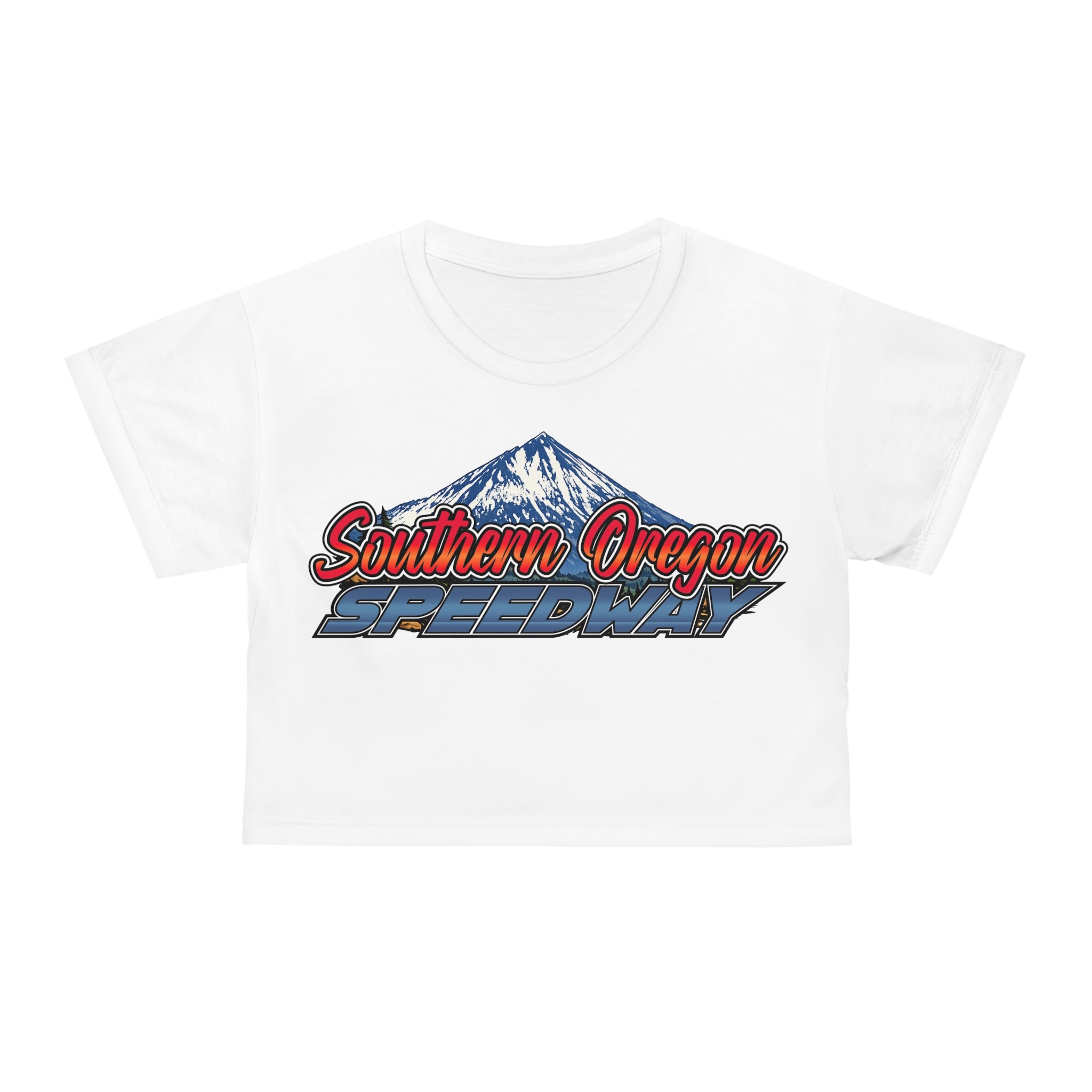 Southern Oregon Speedway Crop Tee — Mountain Racing Retro Logo