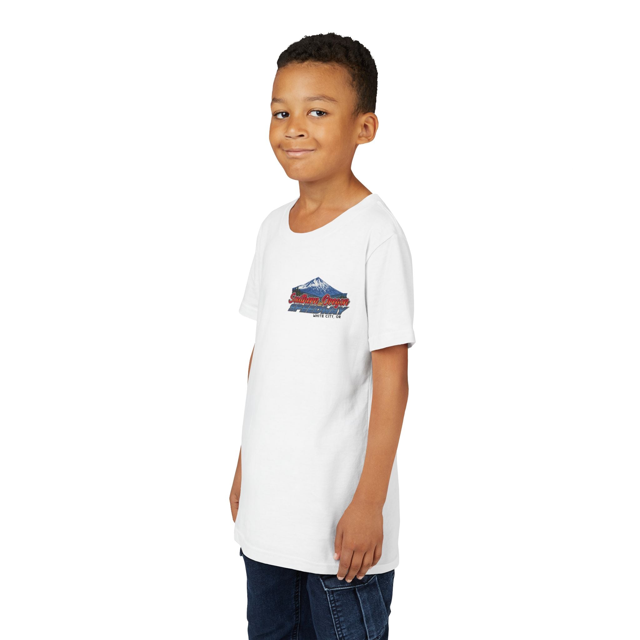 Southern Oregon Speedway Youth Tee — Southern Oregon Scenic Mountain Graphic
