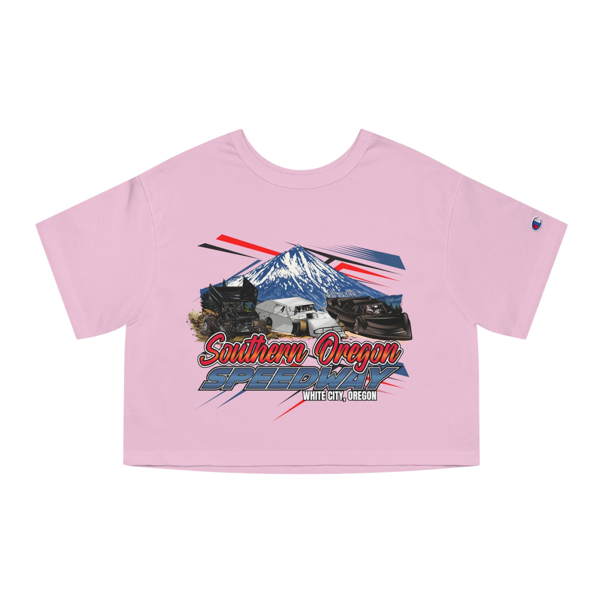 Southern Oregon Speedway Cropped T-Shirt — Mount McLaughlin retro Graphic