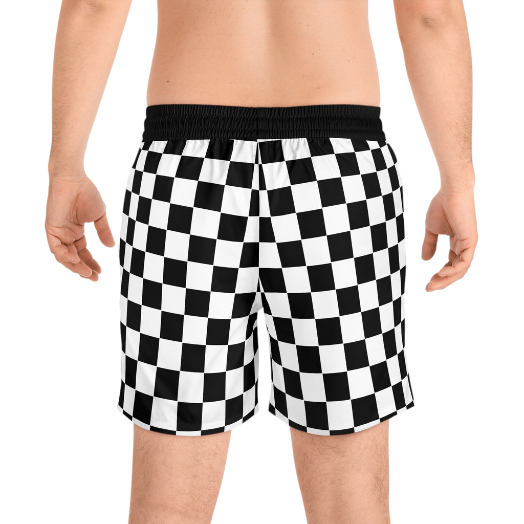 Checkerboard Swim Shorts with Southern Oregon Speedway Graphic