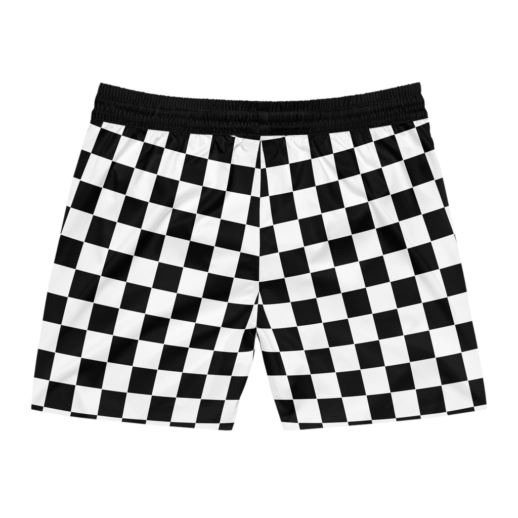 Checkerboard Swim Shorts with Southern Oregon Speedway Graphic