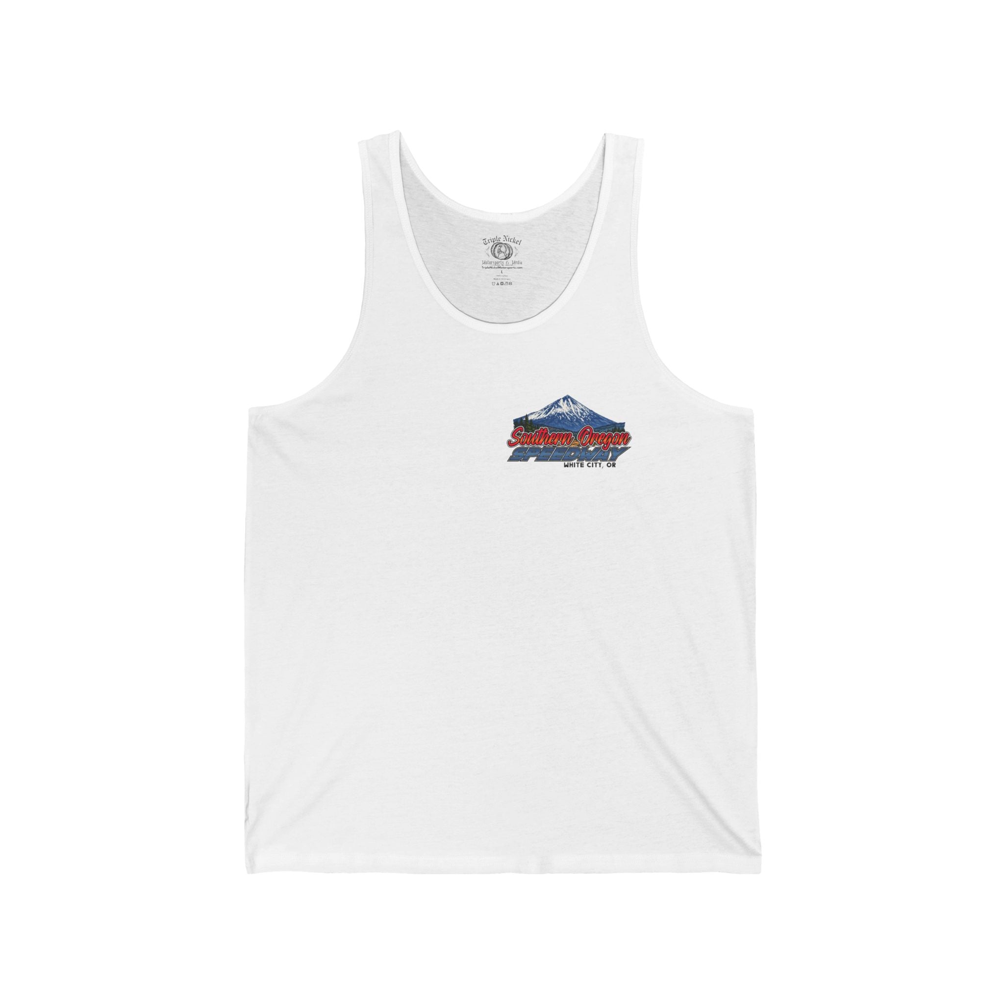 Southern Oregon Speedway Mountain Ridge Tank Top — Retro Sunset USA Adventure Graphic