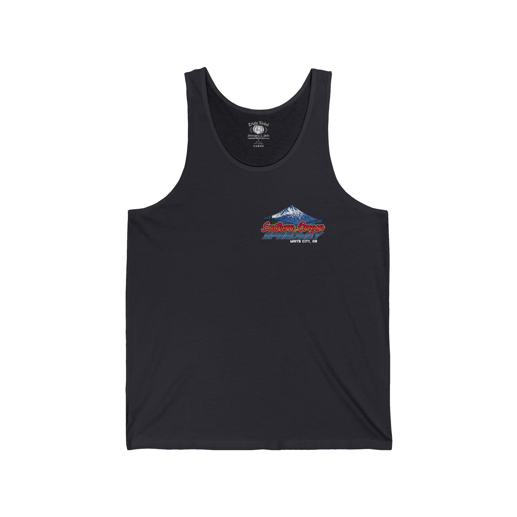 Southern Oregon Speedway Mountain Ridge Tank Top — Retro Sunset USA Adventure Graphic