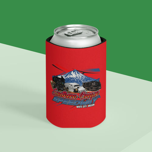 Can Cooler - Southern Oregon Speedway White City Design (Mountains & Racers)